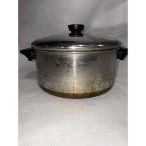 Vintage Revere Ware 4.5 Qt Dutch Oven Stainless Steel Copper Clad Bottom